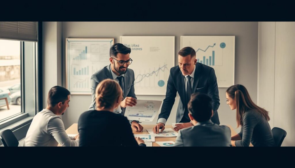 Business owner managing team to scale operations and make more money