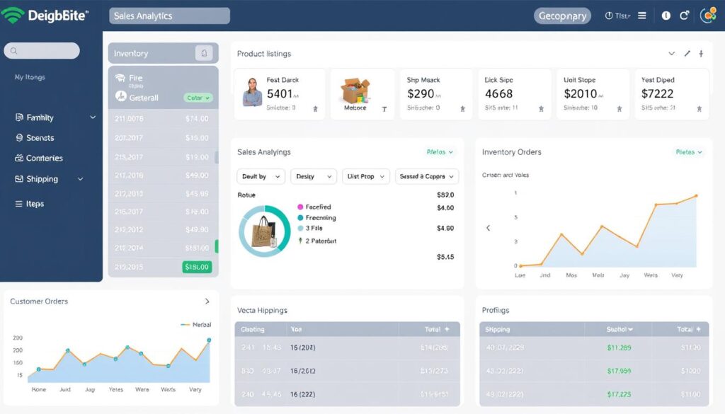 Person managing online store dashboard showing sales and inventory to make money through e-commerce