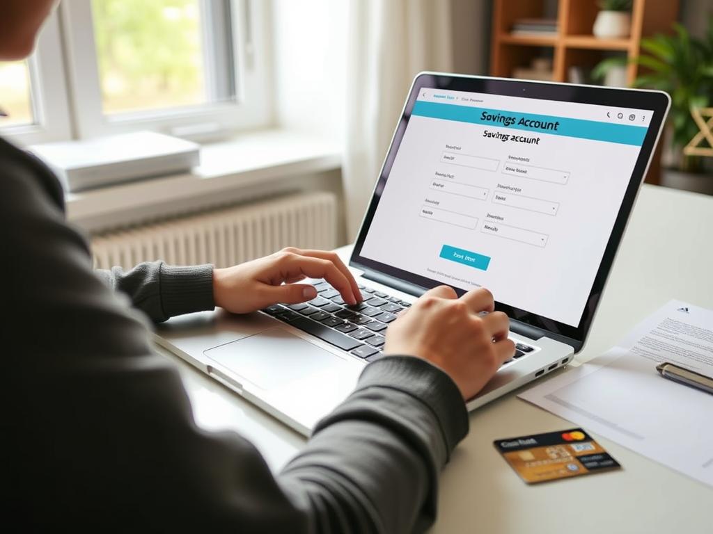 Person opening savings account online
