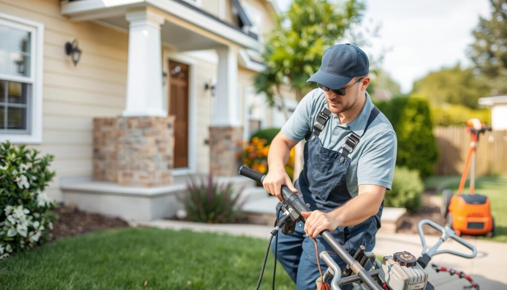 Person providing lawn care service to make money locally