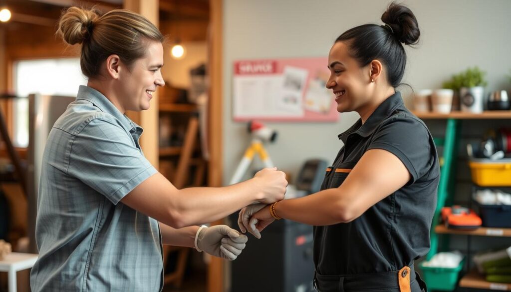 Person providing local service to customer to make money offline