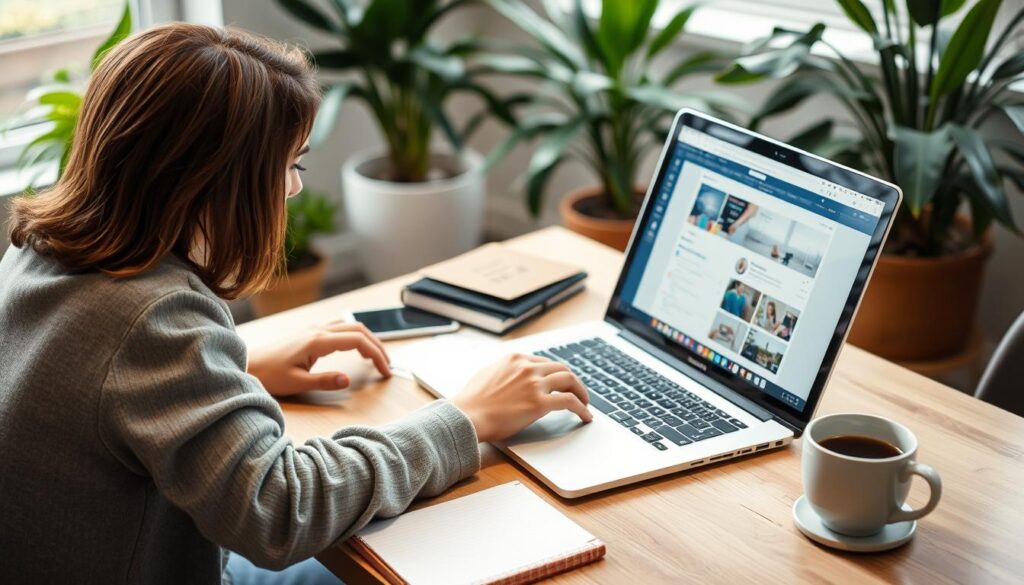 Person working on side hustle on laptop