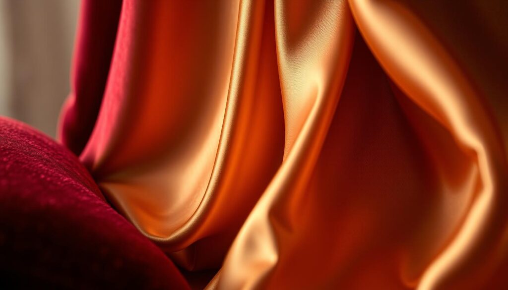 A lush, tactile closeup of rich, sumptuous fabrics and materials. The foreground showcases a luxurious velvet in a deep, opulent burgundy, its napped surface catching the light and casting subtle shadows. In the middle ground, a cascade of silk in a lustrous champagne hue, its luminous sheen and fluid drape evoking a sense of refined elegance. The background blurs into a soft, atmospheric gradient, allowing the textures to take center stage. Crisp, high-contrast lighting accentuates the depth and dimensionality of the materials, conveying a mood of sophisticated, old-world luxury. A lush, tactile closeup of rich, sumptuous fabrics and materials. The foreground showcases a luxurious velvet in a deep, opulent burgundy, its napped surface catching the light and casting subtle shadows. In the middle ground, a cascade of silk in a lustrous champagne hue, its luminous sheen and fluid drape evoking a sense of refined elegance. The background blurs into a soft, atmospheric gradient, allowing the textures to take center stage. Crisp, high-contrast lighting accentuates the depth and dimensionality of the materials, conveying a mood of sophisticated, old-world luxury.