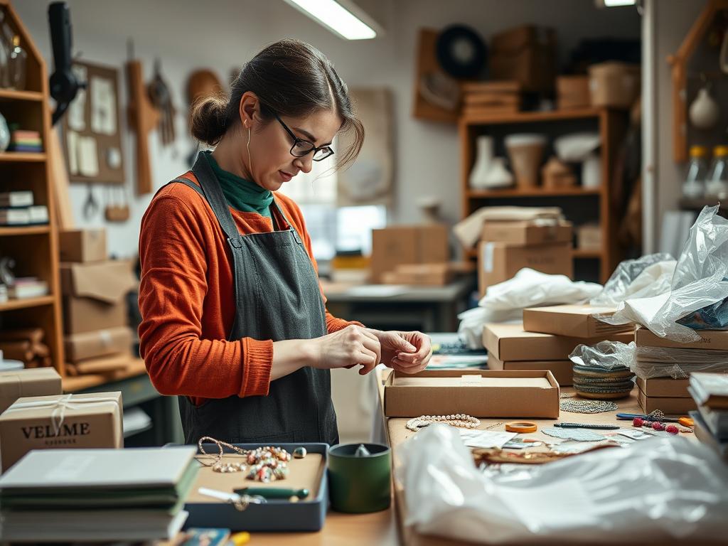 Artisan creating handmade products to sell on Etsy