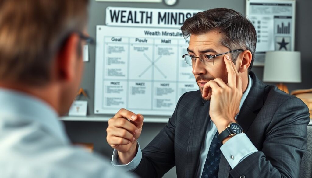Person demonstrating wealth mindset on journey to become rich
