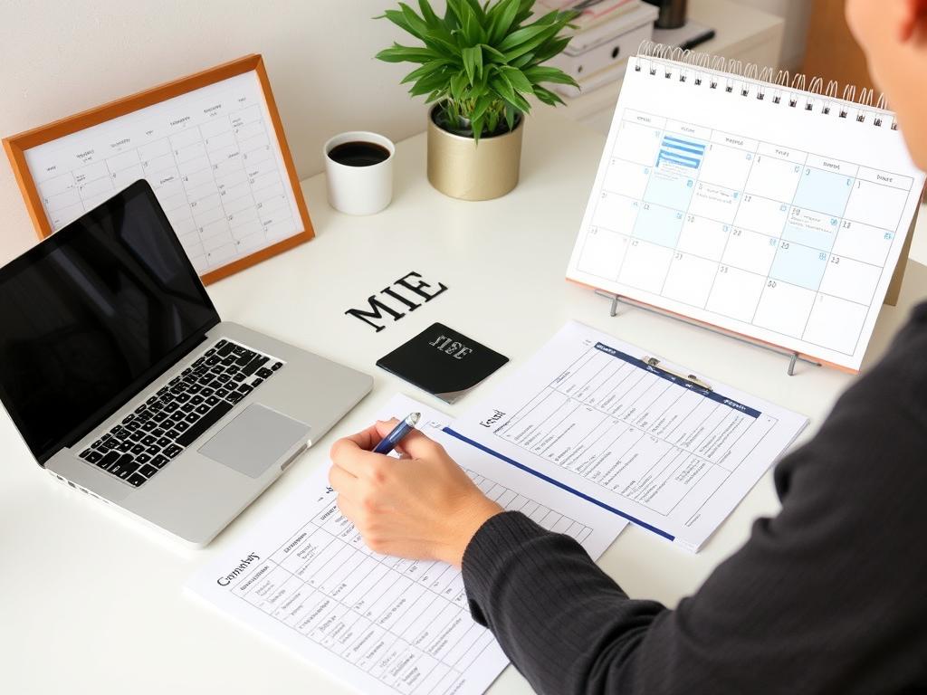 Person reviewing and updating financial plan